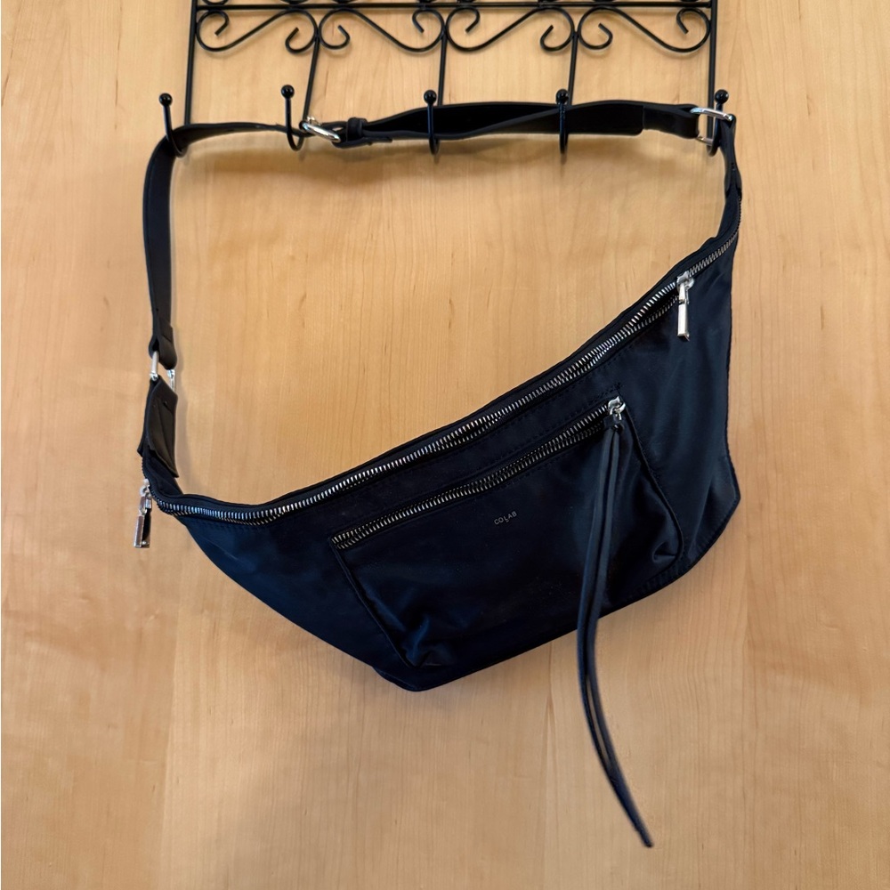 Black Crossbody Bag with Silver Accents
